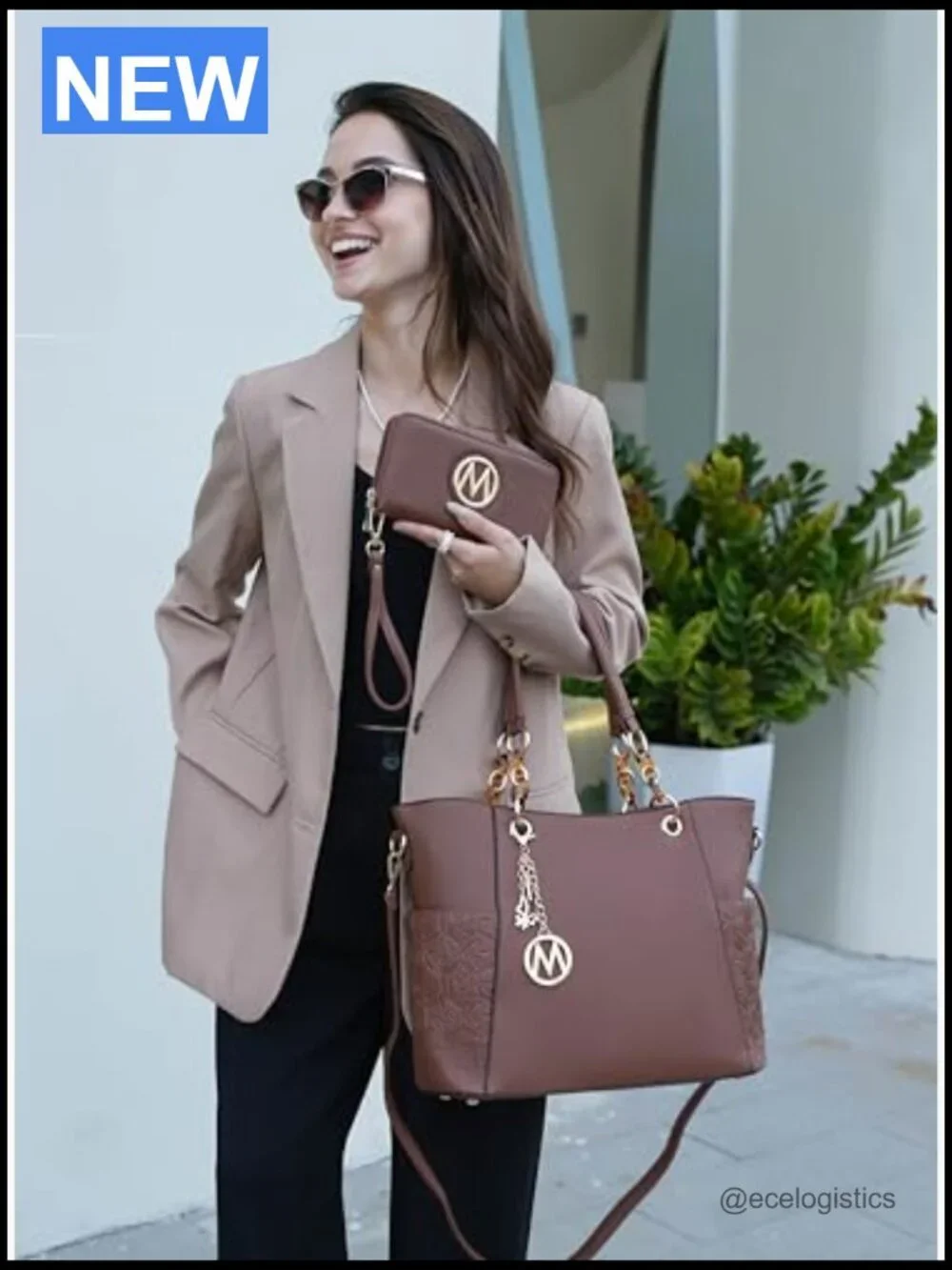 Tote Bag and Wallet Set Vegan Leather Purse Handbag Set Crossbody Satchel